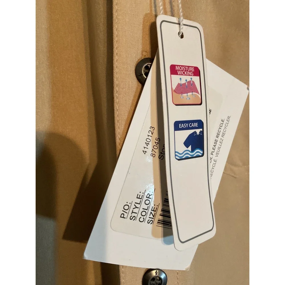 North End Mens Performance Long Sleeve Shirt‎ Stone Tan 87045 Moisture Wicking L